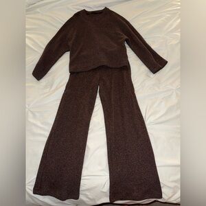 Zara Chocolate Wide Leg Knit Set